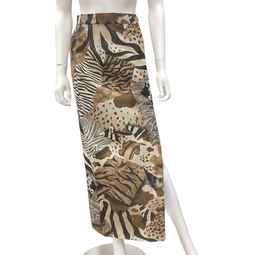 Laurèl (Escada) Midi Skirt Women’s Size 2 Front Side Slit in Animal Print